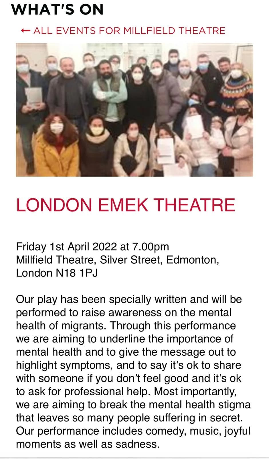 LONDON EMEK THEATRE — press cutting
