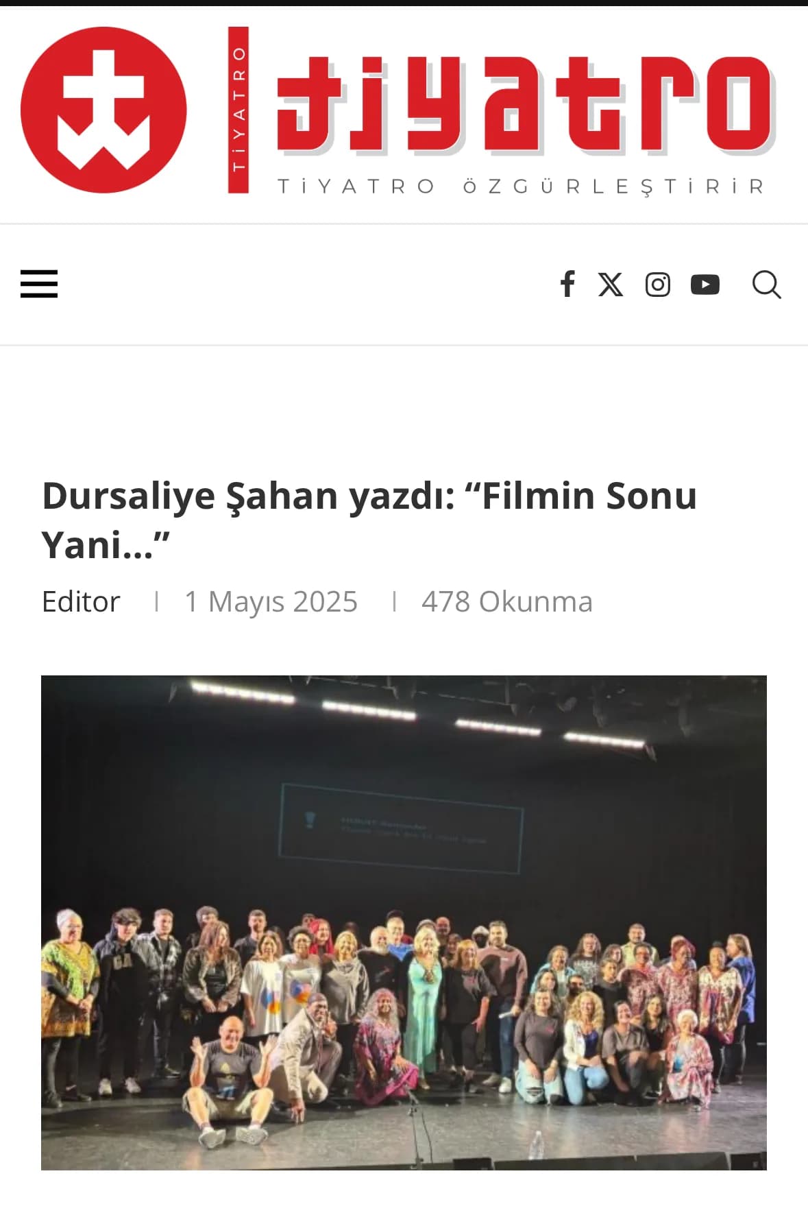 Dursaliye Şahan writes: "End of the Film, That Is…" — press cutting