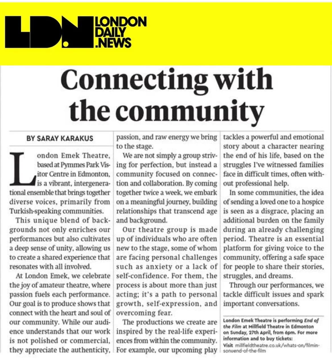 Connecting with the community — press cutting